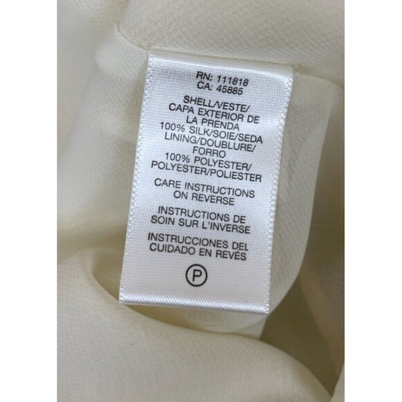 Michael Kors Ivory Crepe Silk Blend Handerkerchief Boho Cami with Beads Size 12 - Picture 8 of 11